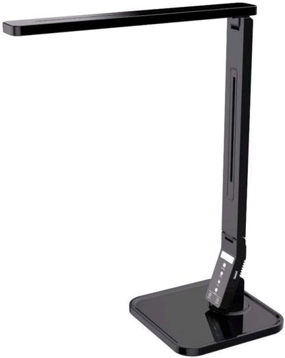LED Desk Office Lamp, Exclusive: 27 Eye-Caring Recessed Leds, 5-Level Brightness, 4-Lighting Modes, USB Charging Port, 14W, Touch Control Panel, Dimmer, 1-Hour Auto Timer, 5V/1A, (Black)